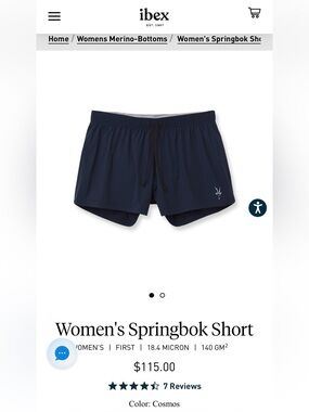 ibex Women’s Navy Athletic Running Shorts size M